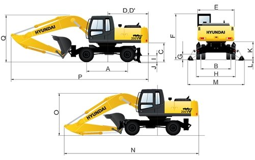 габаритные размеры Hyundai R210W-9S